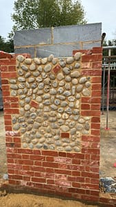 nearly complete stone feature wall