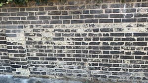 Victorian Wall in Ramsgate. Bricks replaced with like for like imperials and then pointed by hand with a lime mortar