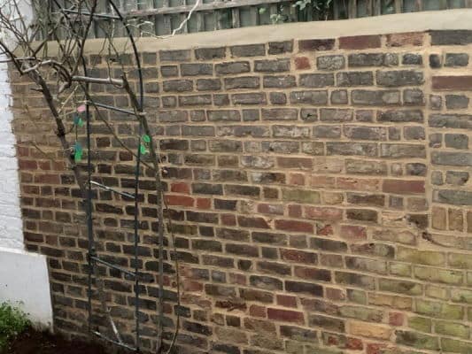 Brick replacement on a wall in Gillingham using hand made imperial bricks