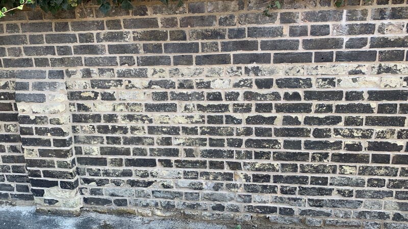 Victorian Wall in Ramsgate. Bricks replaced with like for like imperials and then pointed by hand with a lime mortar